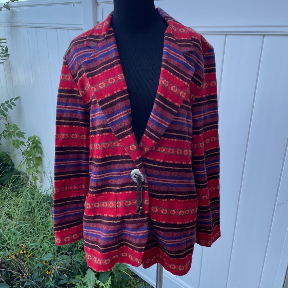 VTG WESTERN southeastern Aztec print blazer jacket Concho button small